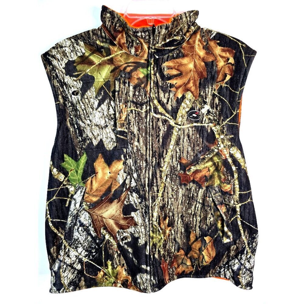 Red Head Camo/Orange Reversible Zip Up Fleece Vest Men's Size Large - Picture 1 of 9